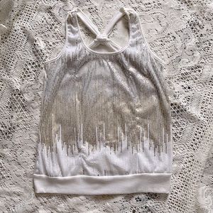 Sequined White Tank Top